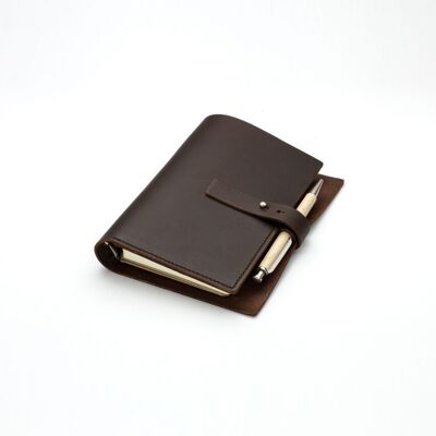 Organiseur / Carnet de note en cuir A6 - Chocolat