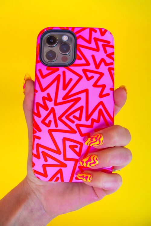 ZIGZAG PHONE CASE - PINK/RED - Apple iPhone 8