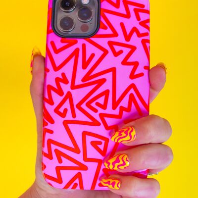 ZIGZAG PHONE CASE - PINK/RED - Apple iPhone 8