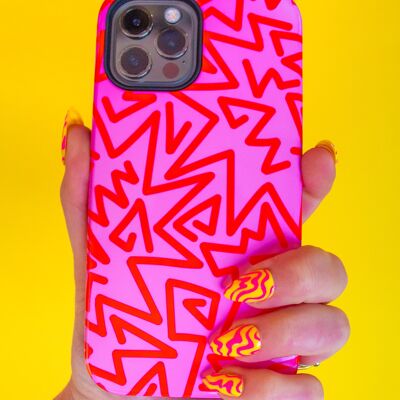 ZIGZAG PHONE CASE - PINK/RED - iPhone 11 Pro Max