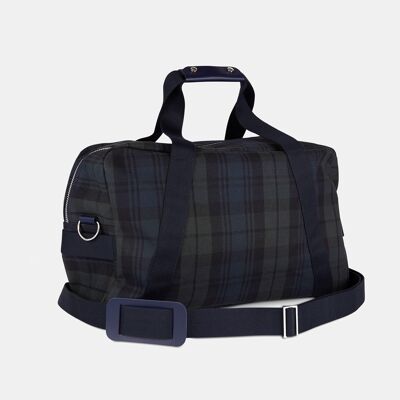 The Canvas Weekend Bag - Navy with Black Watch Tartan