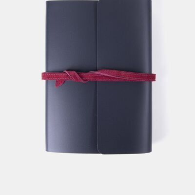 The A5 Wrap Around Notebook - Navy & Wine Suede