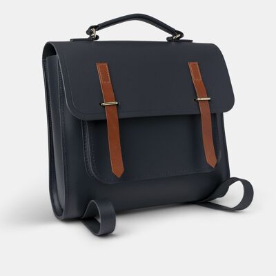 The Messenger Backpack -  Navy & Tan Bridle