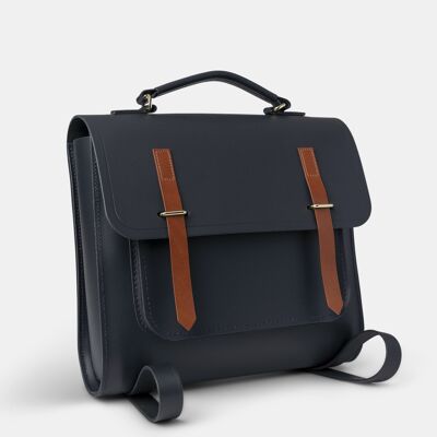 The Messenger Backpack -  Navy & Tan Bridle