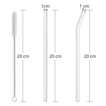 Ensemble de pailles en verre réutilisables SMOOTHIE - Transparent 2