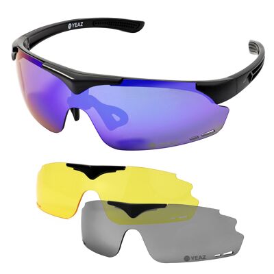 SUNUP Set Magnet Sports Sunglasses Matt Black / Full Revo Blue