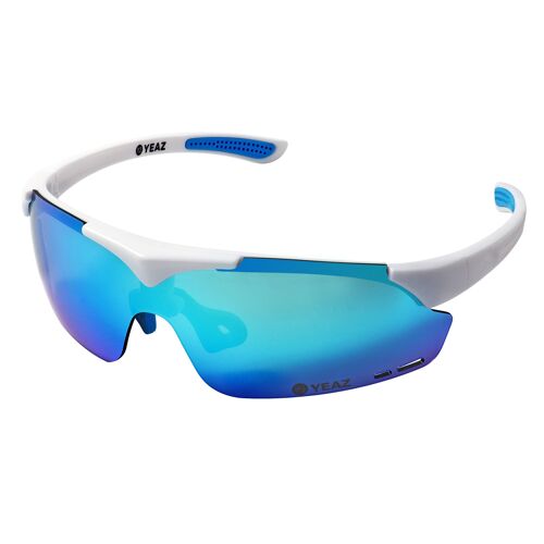 SUNUP Magnet-Sport-Sonnenbrille Matt weiß /  Full Revo Ice Blue