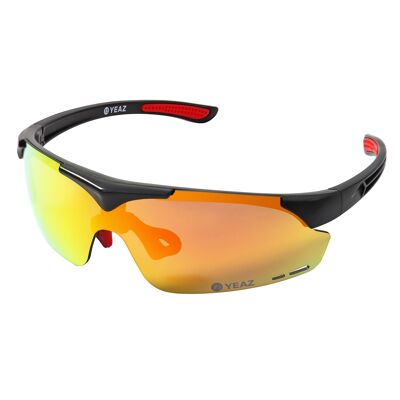 SUNUP Magnet-Sport-Sonnenbrille Matt schwarz /  Full Revo Red