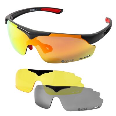 SUNUP Set Magnetic Sport Sunglasses Matt Black / Full Revo Red