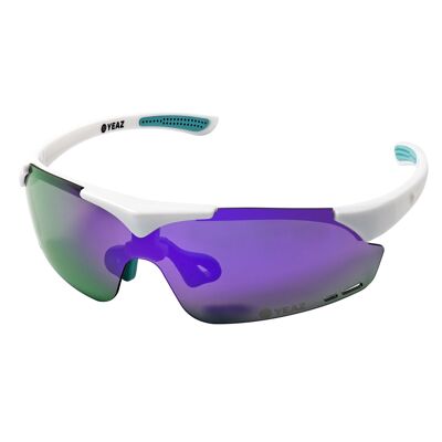 SUNUP Magnet Sports Sunglasses Matt White / Full Revo Purple