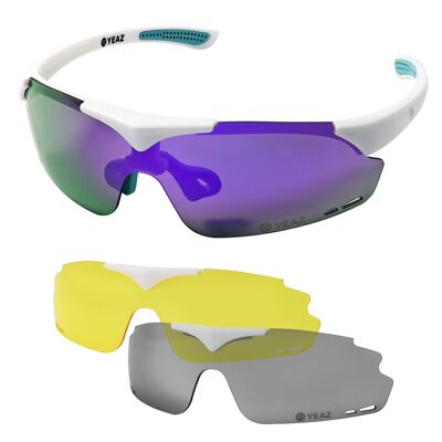 SUNUP Set Magnet Sports Sunglasses Matt White / Full Revo Purple