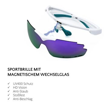 SUNUP Set Magnet Sports Lunettes de soleil Matt White / Full Revo Purple 5