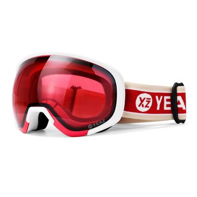 BLACK RUN maschera da sci e snowboard rosso/bianco opaco