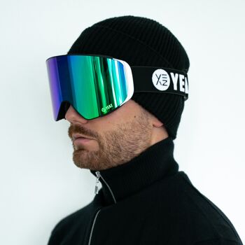 APEX magnet ski snowboard masque vert miroir/argent 10