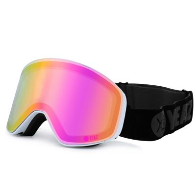APEX magnet ski snowboard goggles pink mirrored/white