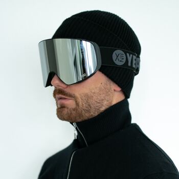 APEX magnet ski snowboard masque argent miroir/noir 9
