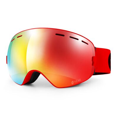 XTRM-SUMMIT ski and snowboard goggles with red mirrored frame