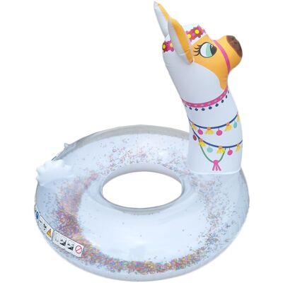 RING SERIES - LAMA swim ring with glitter - colourful