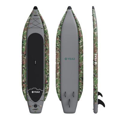 KAHANU multifunctional SUP inflatable, camouflage, incl. paddle, carrying bag + pump - grey