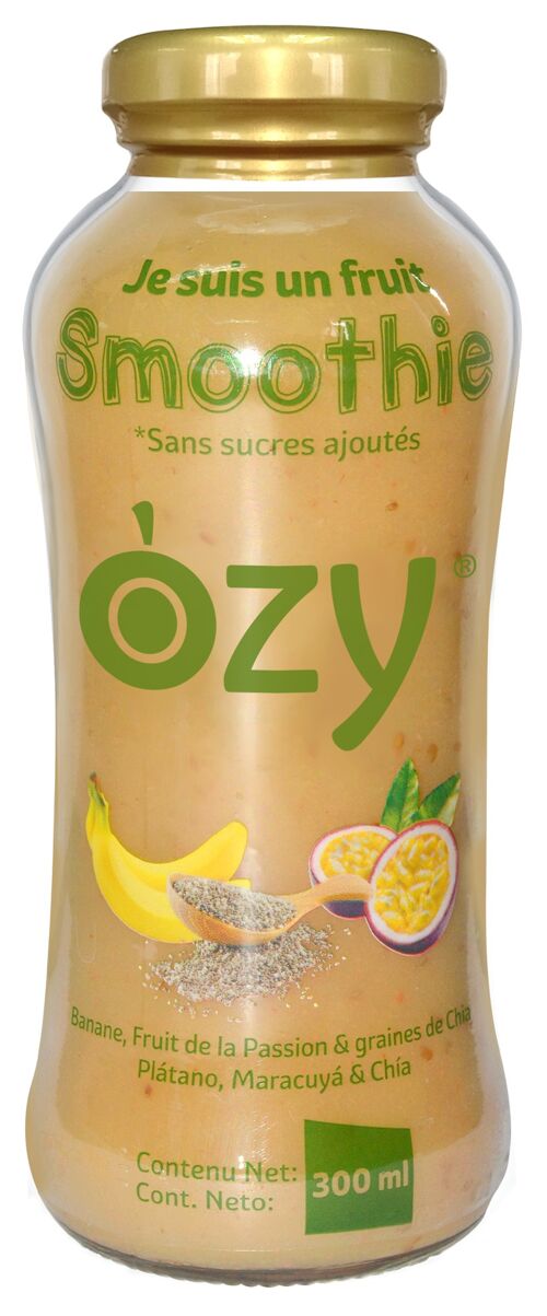 Smoothie "OZY" à la Banane, aux Fruits de la Passion et aux Graines de Chia  -  300ml