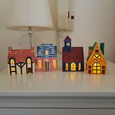 Make your own Four Houses Craft Kit - Retro Decoration - Standard + LED (UK orders only)