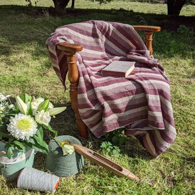 Linen/Lambs Wool Fusion Blanket - Red Sand Stripe