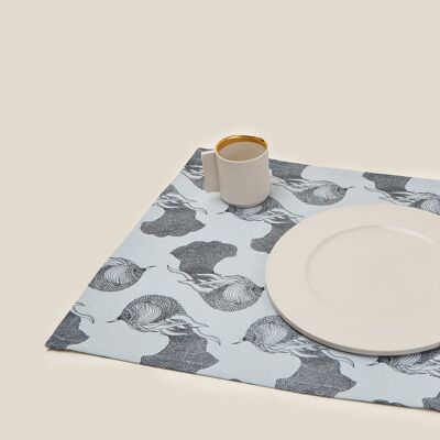 Blue Gray Birds Cotton Placemat