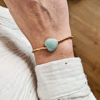 Bracelet perles dorées + coeur amazonite 1