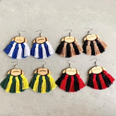 Vintage Braided Wooden Tassel Earrings for Women