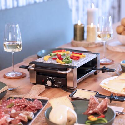 Raclette machine 4 people stainless steel and stone