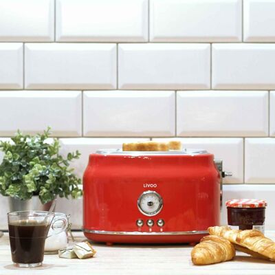 Roter Retro-Toaster mit 2 Scheiben