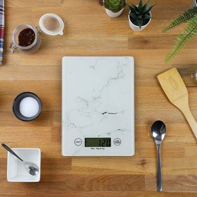 White and gray electronic kitchen scale