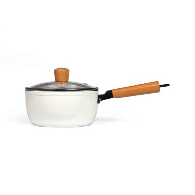 Saucepan with white wooden handles
