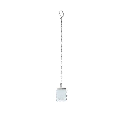 Medium Thin Chain Stamp Earring - White & Silver