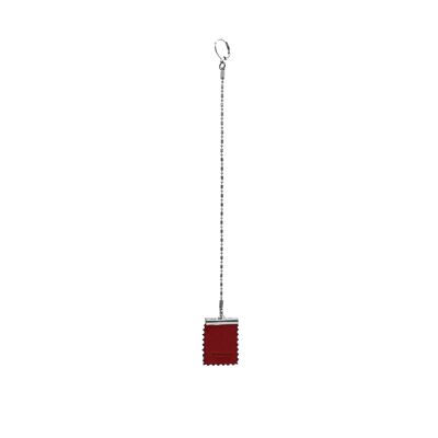Medium Thin Chain Stamp Earring - Red & Silver