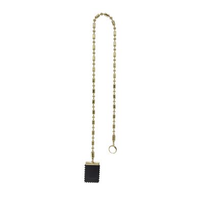 Long Bold Chain Stamp Earring - Black & Gold