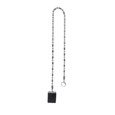 Long Bold Chain Stamp Earring - Black & Silver