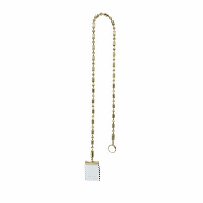 Long Bold Chain Stamp Earring - White & Gold