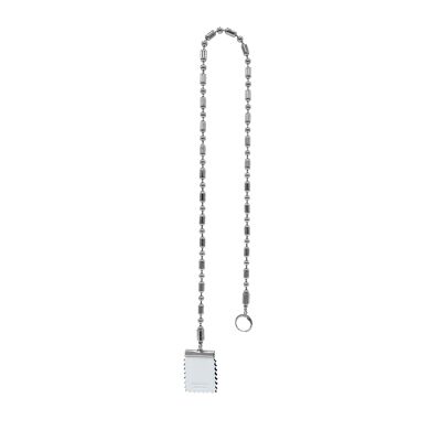Long Bold Chain Stamp Earring - White & Silver