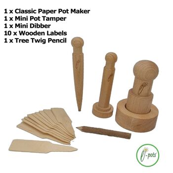 Pot Maker & Ensemble d'outils en bois - Cadeau de jardinage chic 6