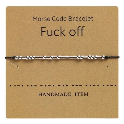 1PC Morse Code FUCK OFF Bracelet Silver Beads