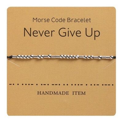 1PC Morse Code NEVER GIVE UP Bracelet Silver Beads