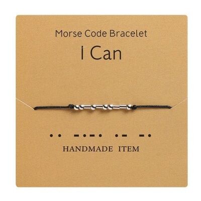 1PC Morse Code I CAN Bracelet Silver Beads