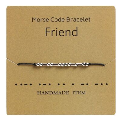 1PC Morse Code FRIEND Bracelet Silver Beads