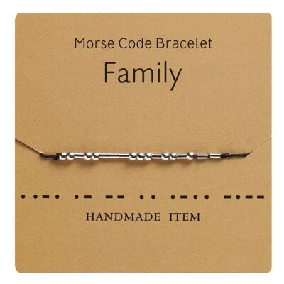 1PC Morse Code FAMILY Bracelet Silver Beads