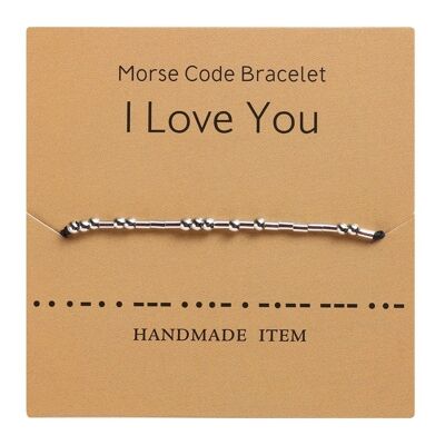 1PC Morse Code I LOVE YOU Bracelet Silver Beads