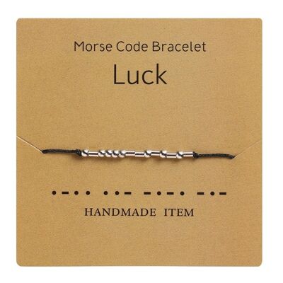 1PC Morse Code LUCK Bracelet Silver Beads