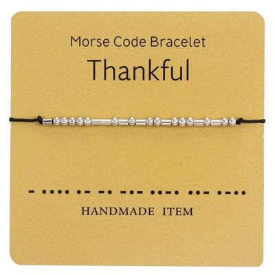 1PC Morse Code THANKSFUL Bracelet Silver Beads
