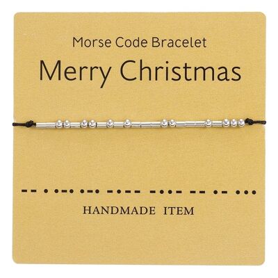 1PC Morse Code Merry Christmas Bracelet Silver Beads