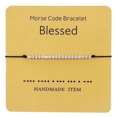 1PC Morse Code BLESSED Bracelet Silver Beads